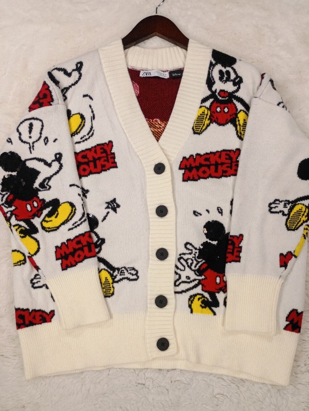 Rare Zara x Disney Mickey Mouse Oversized Knit Cardigan Sweater - Size M